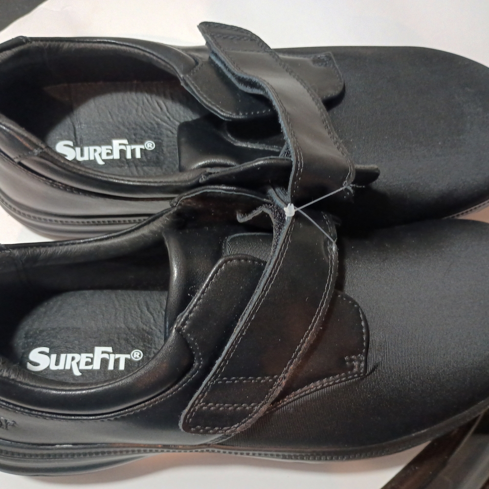 SureFit Sz 11 Black Leather Orthopedic Diabetic Walking Shoes Womens Hook Loop